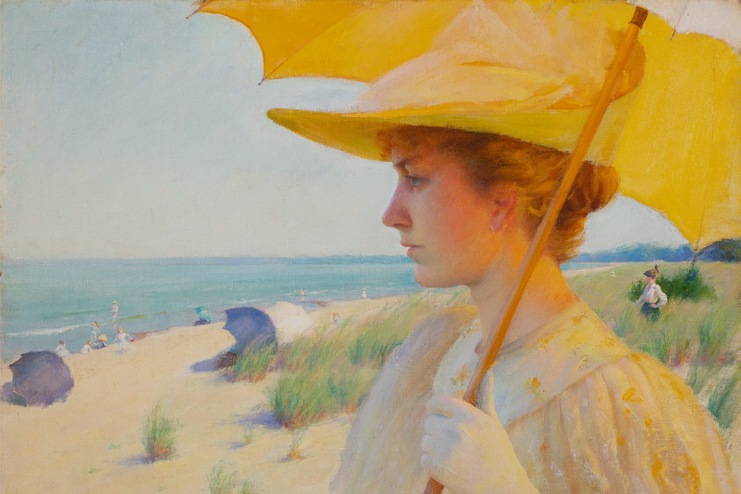 Charles Courtney Curran, On the Shores of Lake Erie, oil on canvas, portrait painting