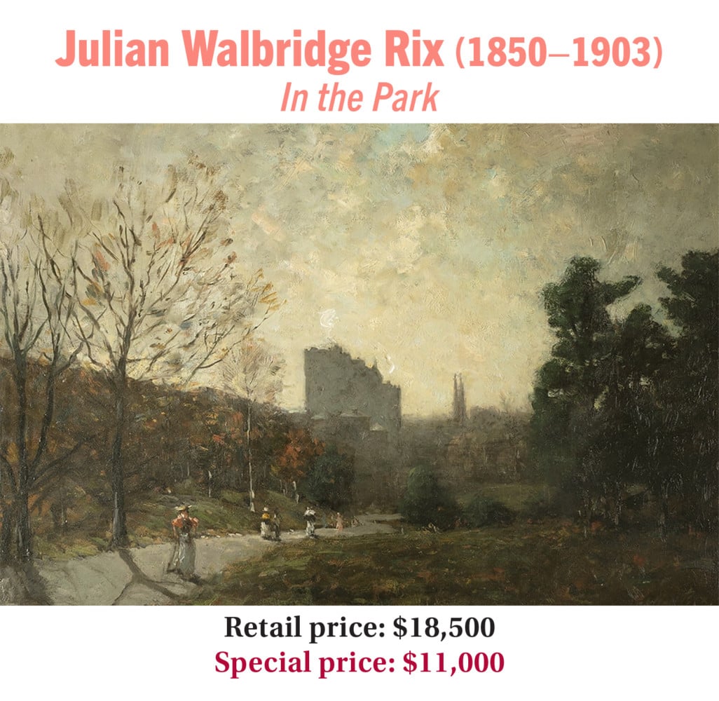 Julian Walbridge Rix (1850–1903), In the Park, oil on panel, American impressionist landscape painting